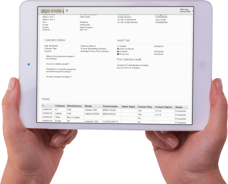 Gigacycle Asset Management Portal on iPad